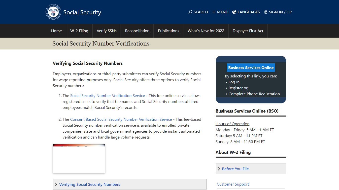 Verifying Social Security Numbers - Social Security Administration